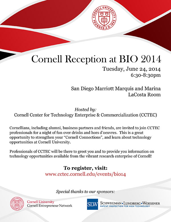 Invitation for a reception at the 2014 BIO conference.